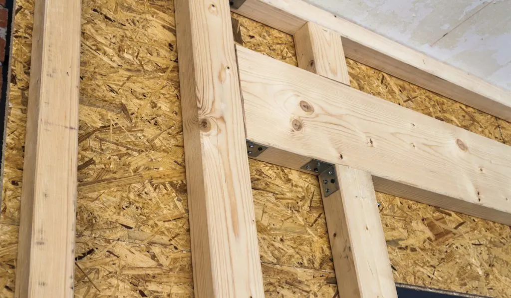 Construction of wood frame walls, Unfinished construction work inside home