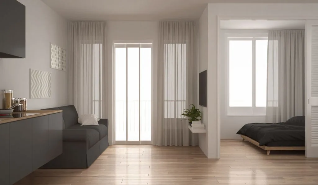 minimalist small apartment with one bedroom interior design 