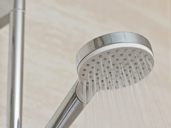 Water-flow-in-the-shower-head-in-the-bathroom